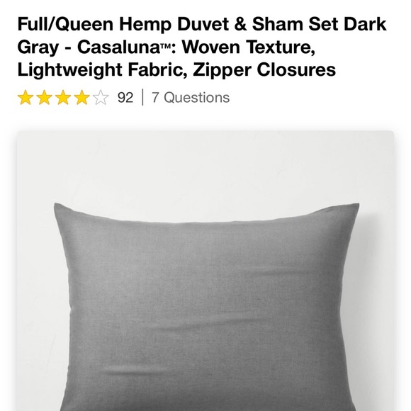 Full/Queen Hemp Duvet & Sham Set Dark Gray - Casaluna - Picture 2 of 6